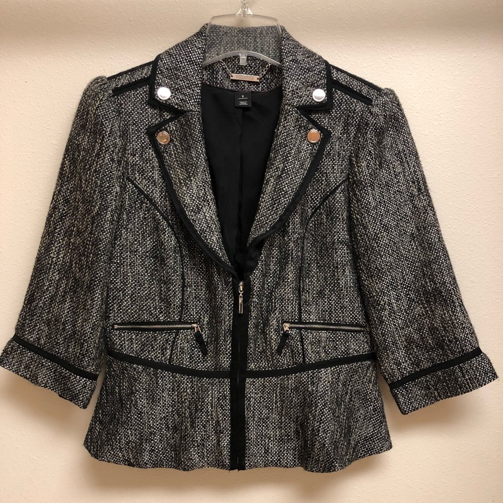 White House Black Market tweed blazer.